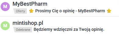 grafika prezentuje email z prośbą o wystawienie opinii przez klienta po zakupie
